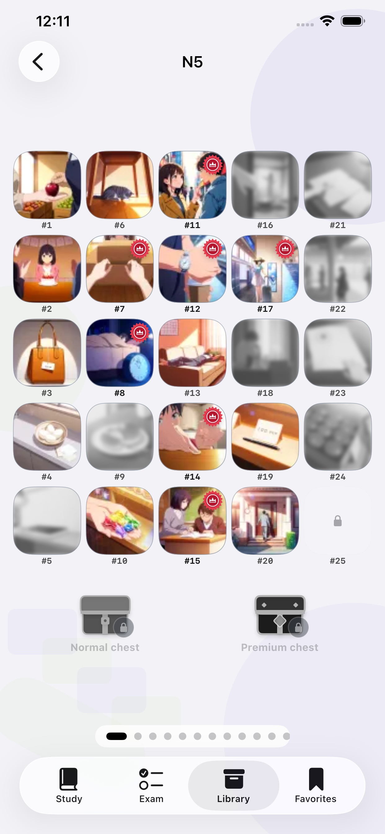 Mastered study cards collected in the iOS library
